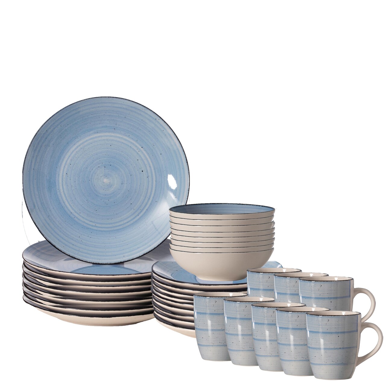 Spin Wash Dinnerware Dish Set | Mugs, Salad and Dinner Plates and Bowls Sets, High Quality Dishes with Highly Chip and Crack Resistant, Dishwasher and Microwave Safe